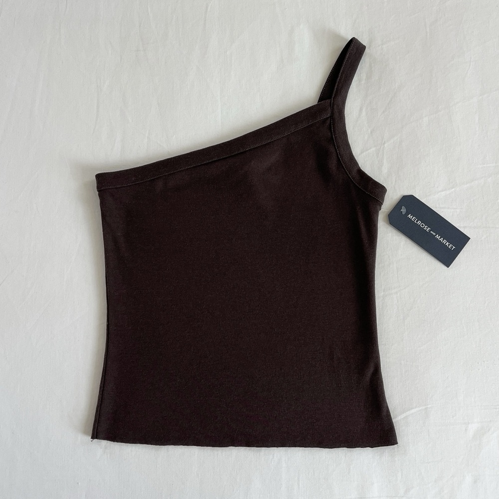 Melrose and Market One Shoulder Tank Top | Brown Java | Size S | NWT